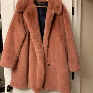 Blush Faux Fur Swing Coat. J Crew. 3X